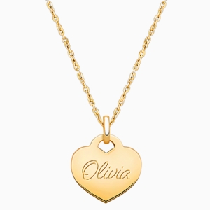 14K Gold Baby Heart, Engraved Teen&#039;s Necklace for Girls (FREE Personalization) - 14K Gold