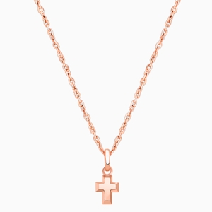 Simple Cross, Teeny Tiny Children&#039;s Necklace for Boys - 14K Rose Gold