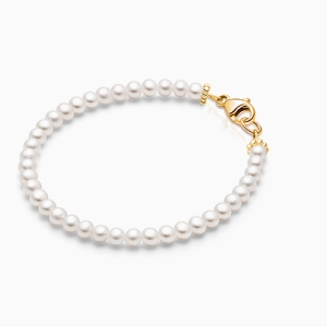 3mm Cultured Pearls, Baby/Children&#039;s Beaded Bracelet for Girls - 14K Gold