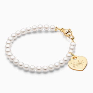 Solid 14K Gold Pearl Bracelet for Teens