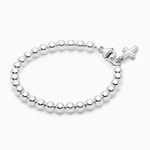 4mm Tiny Blessings Beads, Christening/Baptism Baby/Children's Beaded Bracelet for Boys - Sterling Silver