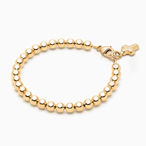 4mm Tiny Blessings Beads, Christening/Baptism Baby/Children&#039;s Beaded Bracelet - 14K Gold
