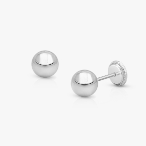 5mm Classic Round Studs, Teen's Earrings, Screw Back - 14K White Gold