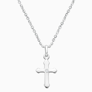 A Child's Faith, Teen's Cross Necklace for Girls - Sterling Silver