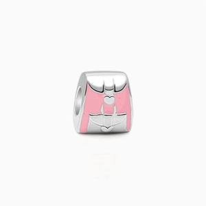 Straight "A" Student, Sterling Silver and Pink Enamel Backpack - Adoré Charm