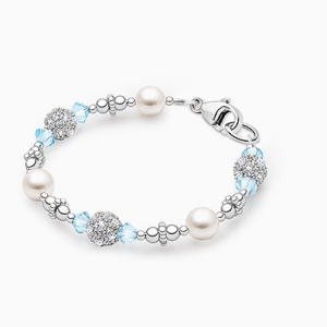 Birthstone, Baby/Children's Beaded Bracelet for Girls (All 12 Birthstones Avail) - Sterling Silver