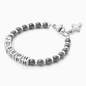 Boy's Oxidized Silver Baby/Children's Christening / Baptism Name Bracelet