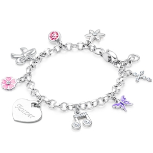Design Your Own Communion Children's Charm Bracelet (Includes Engravable Charm) - Sterling Silver