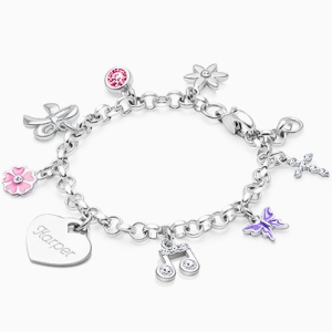 Design Your Own Baby/Children's Classic Charm Bracelet for Girls (INCLUDES Engraved Charm) - Sterling Silver