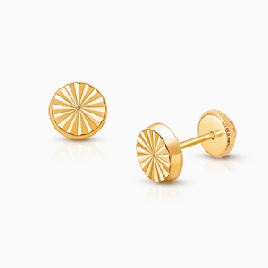 Diamond Cut Cutie, Teen&#039;s Earrings, Screw Back - 14K Gold