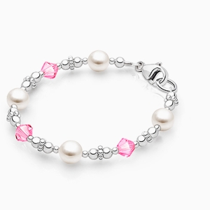 Diamonds &amp; Pearls, Baby/Children&#039;s Beaded Bracelet for Girls - Sterling Silver