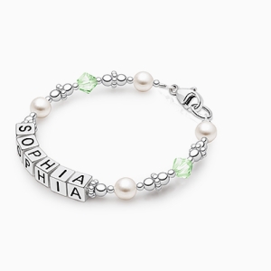 Diamonds and Pearls Name Bracelet for Teens