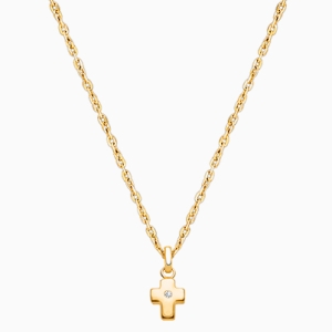 Forever in Faith Cross with Genuine Diamond, Children&#039;s Necklace for Boys - 14K Gold