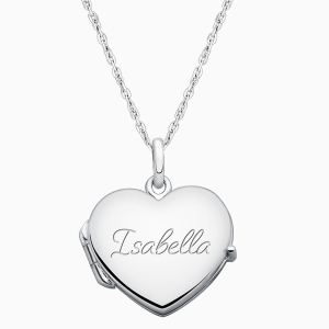 Heart Locket, Engraved Children's Necklace for Girls (FREE Personalization) - Sterling Silver