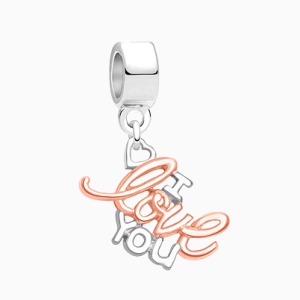 I Love You to the moon & back. This bright white moon colored enamel bail is a perfect sentiment for perfect words