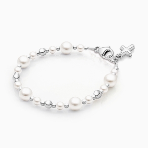 Little Lady, Christening/Baptism Baby/Children’s Beaded Bracelet for Girls - Sterling Silver