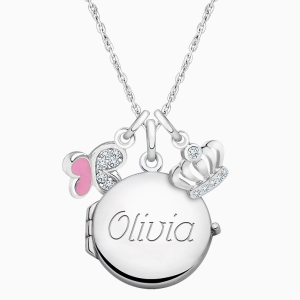 Round Locket "Design Your Own" Teen's Necklace for Girls (50+ Optional Charms & FREE Engraving) - Sterling Silver