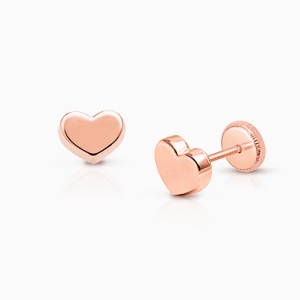 Gold Heart Earrings for Babies and Kids