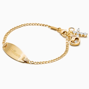 Classic Baby/Children's Engraved ID Bracelet for Boys - 14K Gold