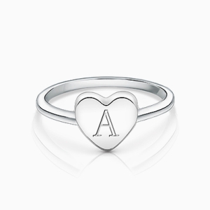 Heart Signet, Engraved Children's Ring for Girls (FREE Personalization) - Sterling Silver