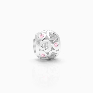Never Let You Go, Sterling Silver and light Pink CZ Hearts - Adoré Charm