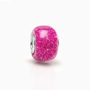 Glitz & Glam, Sterling Silver and Dark Pink Glittering Murano Glass (Hand Made in Italy) - Adoré™ Charm