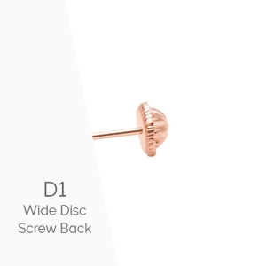Earring Back (D1) Wide Disc Screw Back - 14K Rose Gold