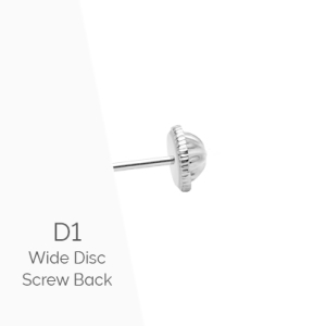 Earring Back (D1) Wide Disc Screw Back - 14K White Gold
