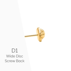 Earring Back (D1) Wide Disc Screw Back - 14K Gold