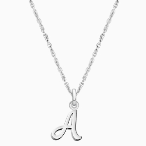 Cursive Initial, Personalized Children's Necklace for Girls (Optional Birthstone Charm) - Sterling Silver