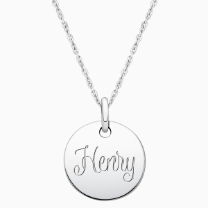 Small Round, Engraved Children&#039;s Necklace for Boys (FREE Personalization) - Sterling Silver