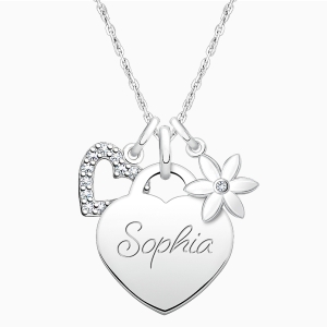 Small Heart "Design Your Own" Teen's Necklace for Girls (50+ Optional Charms & FREE Engraving) - Sterling Silver