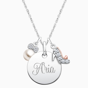 Small Round "Design Your Own" Children's Necklace for Girls (50+ Optional Charms & FREE Engraving) - Sterling Silver