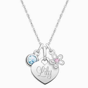 Baby Heart "Design Your Own" Teen's Necklace for Girls (50+ Optional Charms & FREE Engraving) - Sterling Silver