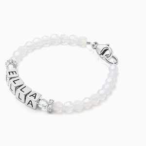 tB® Signature Crystal™ White Opal Baby/Children’s Name Bracelet for Girls - Sterling Silver