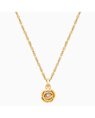 Blushing Rose, Clear CZ Children&#039;s Necklace for Girls - 14K Gold