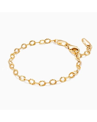 14K Gold Charm Bracelet, Design Your Own Baby/Children&#039;s Link Chain Bracelet for Girls - 14K Gold