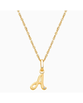 14K Gold Initial with Genuine Diamond, Personalized Children&#039;s Necklace for Girls - 14K Gold