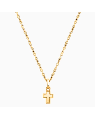 Simple Cross, Teeny Tiny Children&#039;s Necklace for Girls - 14K Gold