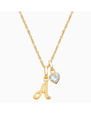 14K Gold Initial with Genuine Diamond &quot;Design Your Own&quot; Personalized Children&#039;s Necklace for Girls - 14K Gold