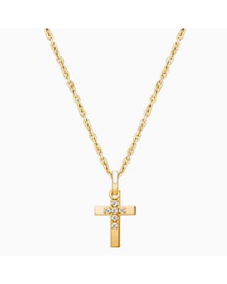 Pure Faith, Cross Duo Children's Necklace for Girls - 14K Gold