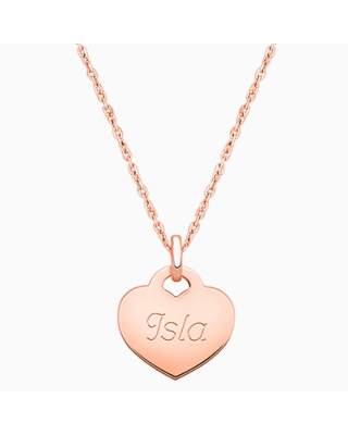 14K Rose Gold Baby Heart, Engraved Children&#039;s Necklace for Girls (FREE Personalization) - 14K Rose Gold