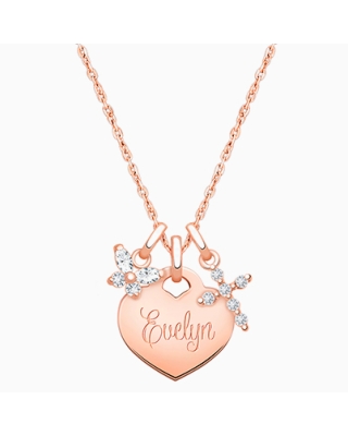 14K Rose Gold Baby Heart, Communion Children&#039;s Necklace for Girls (Includes Religious Charm &amp; FREE Engraving) - 14K Rose Gold