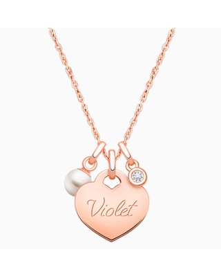 14K Rose Gold Baby Heart &quot;Design Your Own&quot; Children&#039;s Necklace for Girls (Optional Charms &amp; FREE Engraving) - 14K Rose Gold