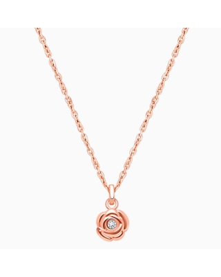 Blushing Rose, Clear CZ Children&#039;s Necklace for Girls - 14K Rose Gold