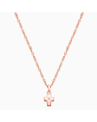 Forever in Faith Cross with Genuine Diamond, Children&#039;s Necklace for Girls - 14K Rose Gold