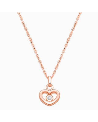 Sacred Heart with Genuine Diamond, Children&#039;s Necklace for Girls - 14K Rose Gold