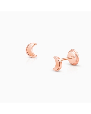 Moonlight Studs, Teen&#039;s Earrings, Screw Back - 14K Rose Gold