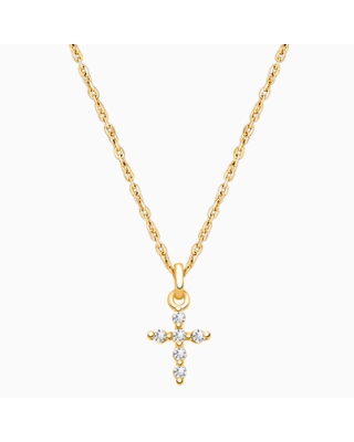 Shining Cross, Pavé CZ Teen&#039;s Necklace for Girls - 14K Gold