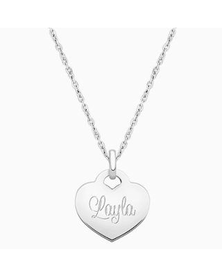 14K White Gold Baby Heart, Engraved Teen&#039;s Necklace for Girls (FREE Personalization) - 14K White Gold